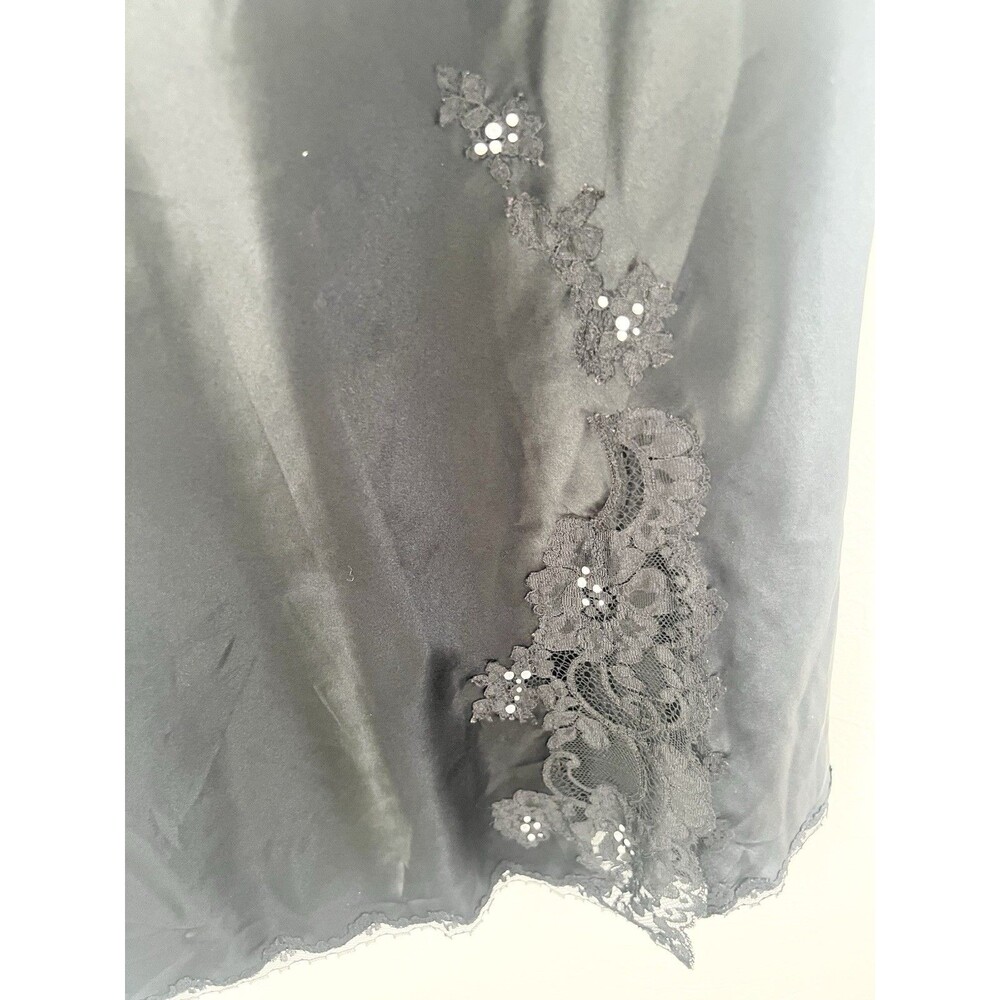 Y2K VTG Victorias Secret Madison Black Lace Slip Dress Floral Applique M ‘05 - Picture 6 of 10